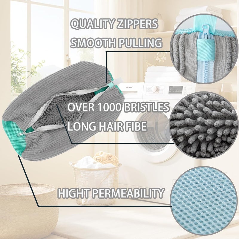ngfhf Shoe Washing Machine Bag Laundry Shoe Bag for Washer and Dryer Reusable 2pc Shoe Cleaning Bags for Sneakers 360° Deep Cleaning Machine for All Shoes Types With Self-locking Zipper - Image 2